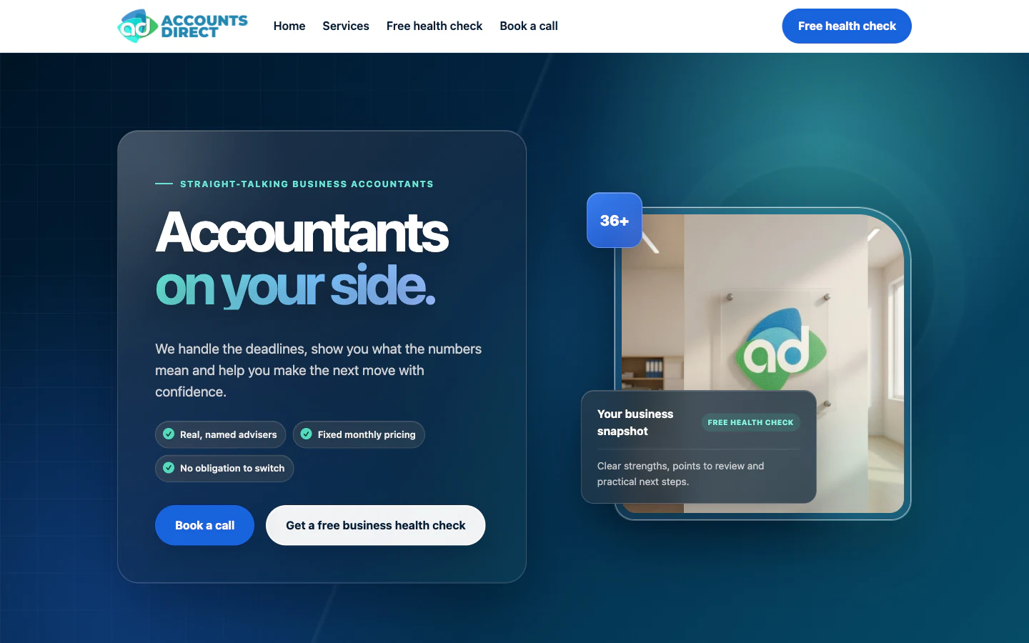Accounts Direct website homepage