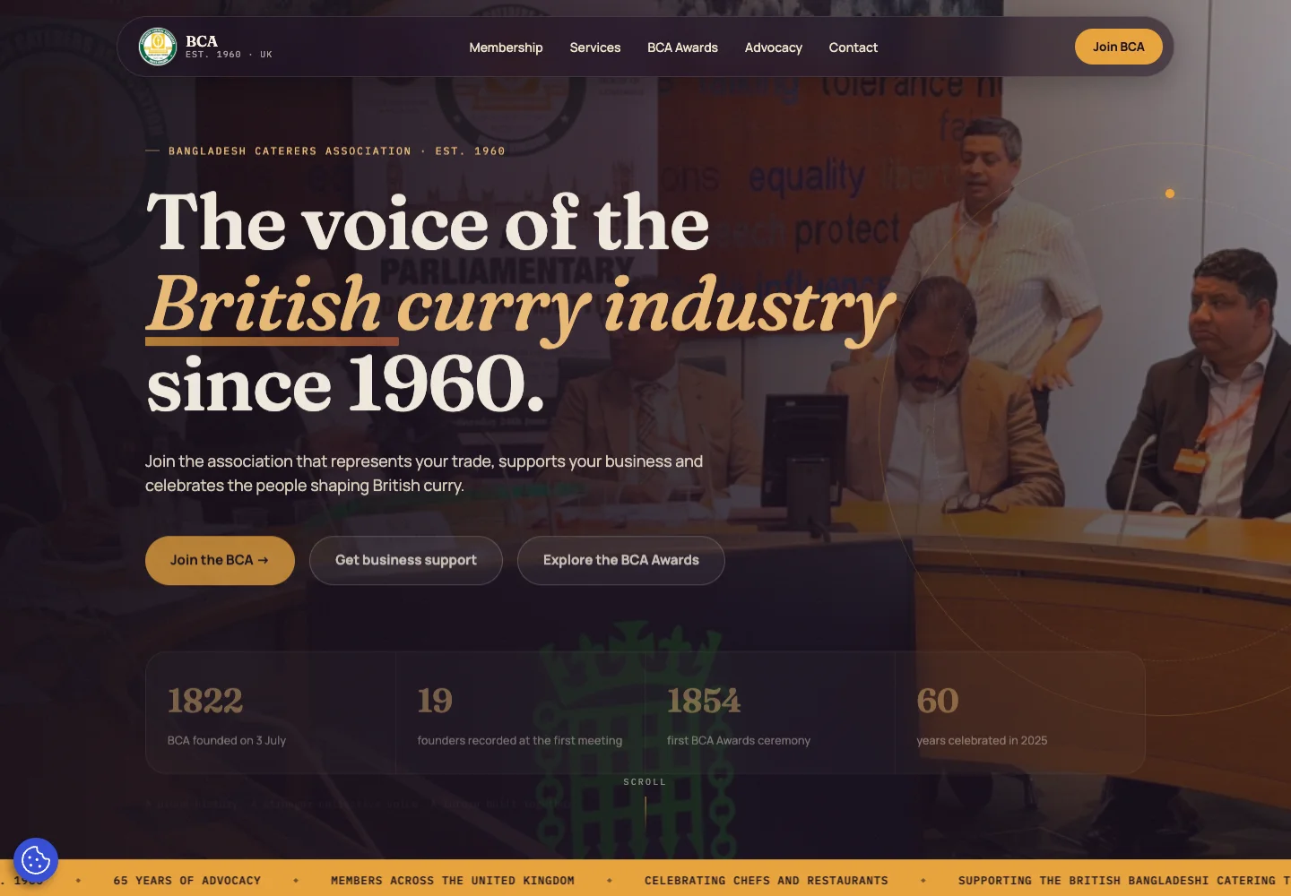 BCA website homepage