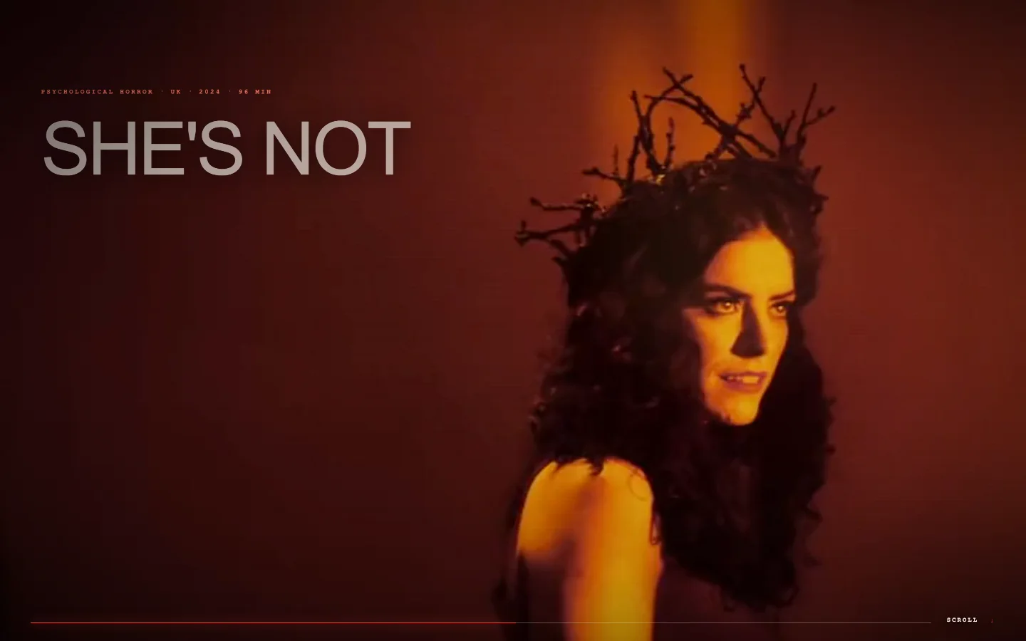 Queen Cara emerging in amber light during the website experience
